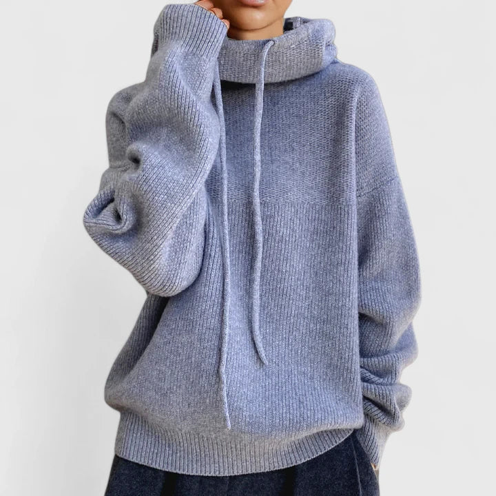 Marie | High Neck and Hooded Comfortable Sweater