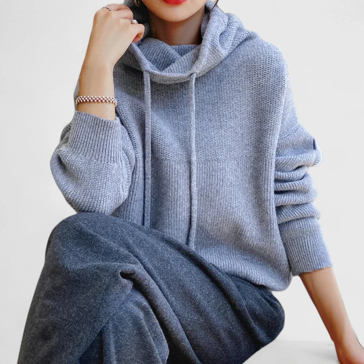 Marie | High Neck and Hooded Comfortable Sweater