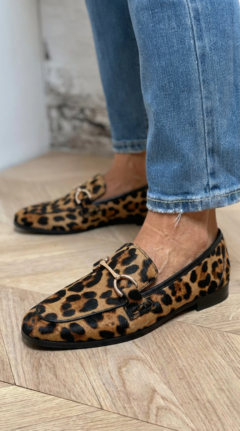 ANIMAL PRINT LOAFER WITH METAL DETAIL