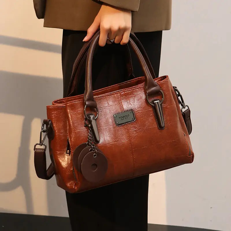 Stylish Genuine Leather Retro Boston Bag