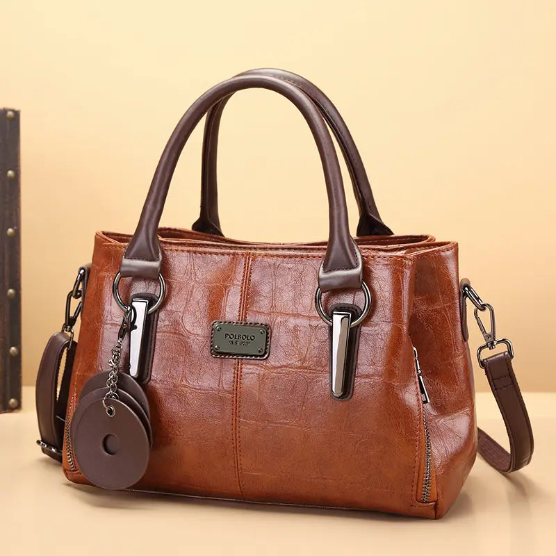 Stylish Genuine Leather Retro Boston Bag