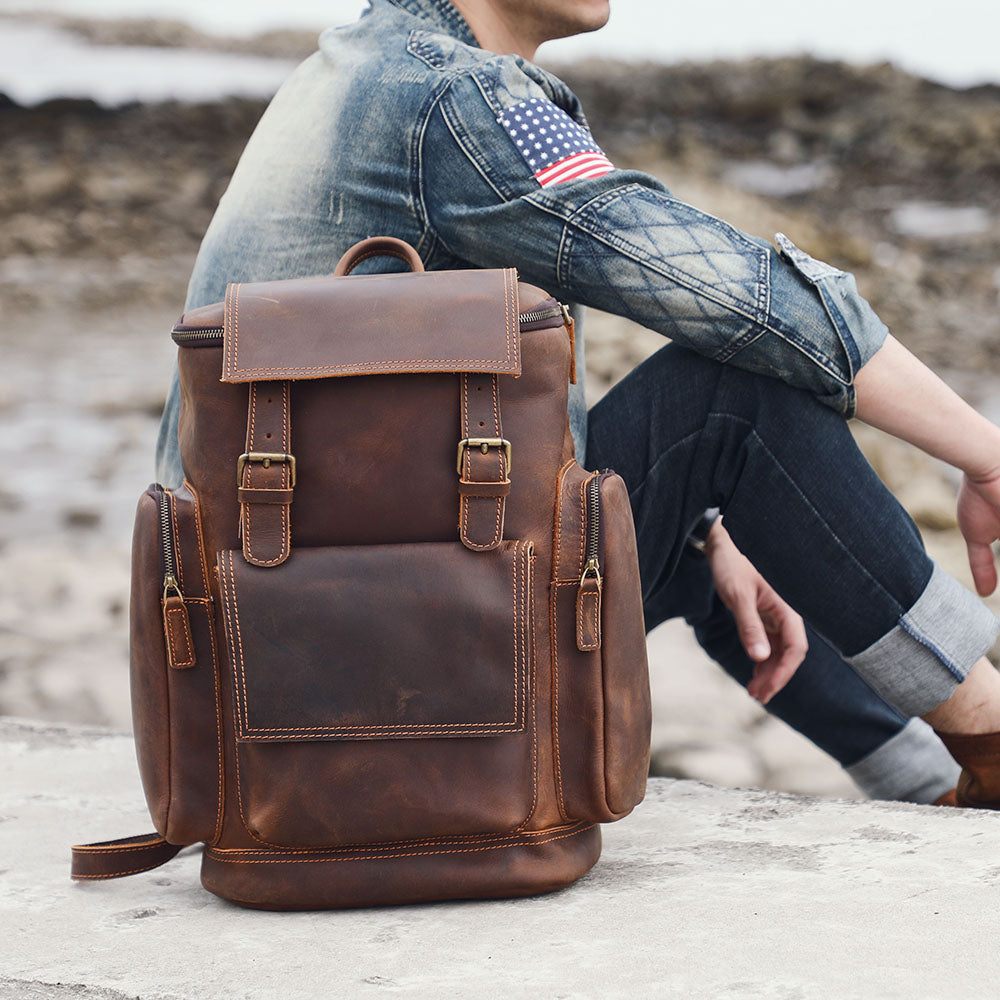 Charles - Men's Leather Laptop Backpack