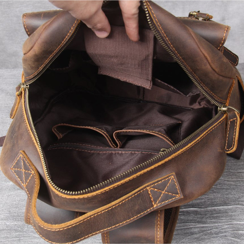 Jason - Premium Brown Leather Backpack