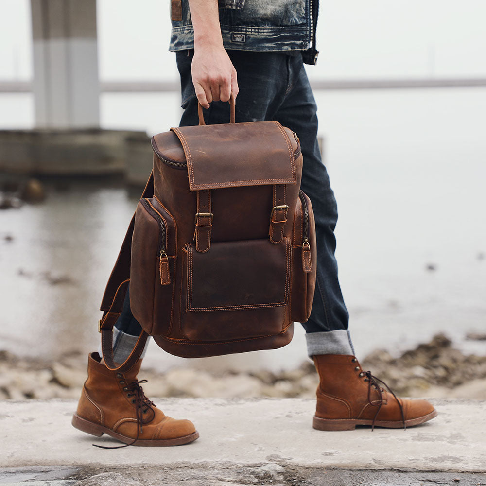 Charles - Men's Leather Laptop Backpack