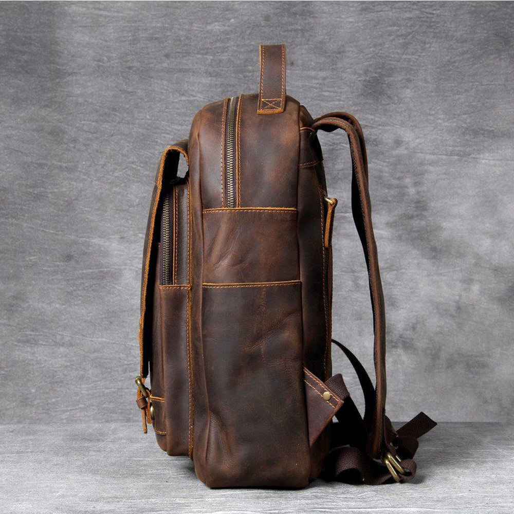Jason - Premium Brown Leather Backpack