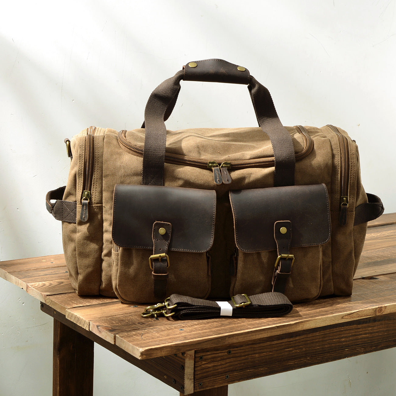 David - Canvas Leather Duffle Bags for Men