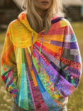 Laura™ - Boho Multicolored Patchwork Hoodie Sweatshirt