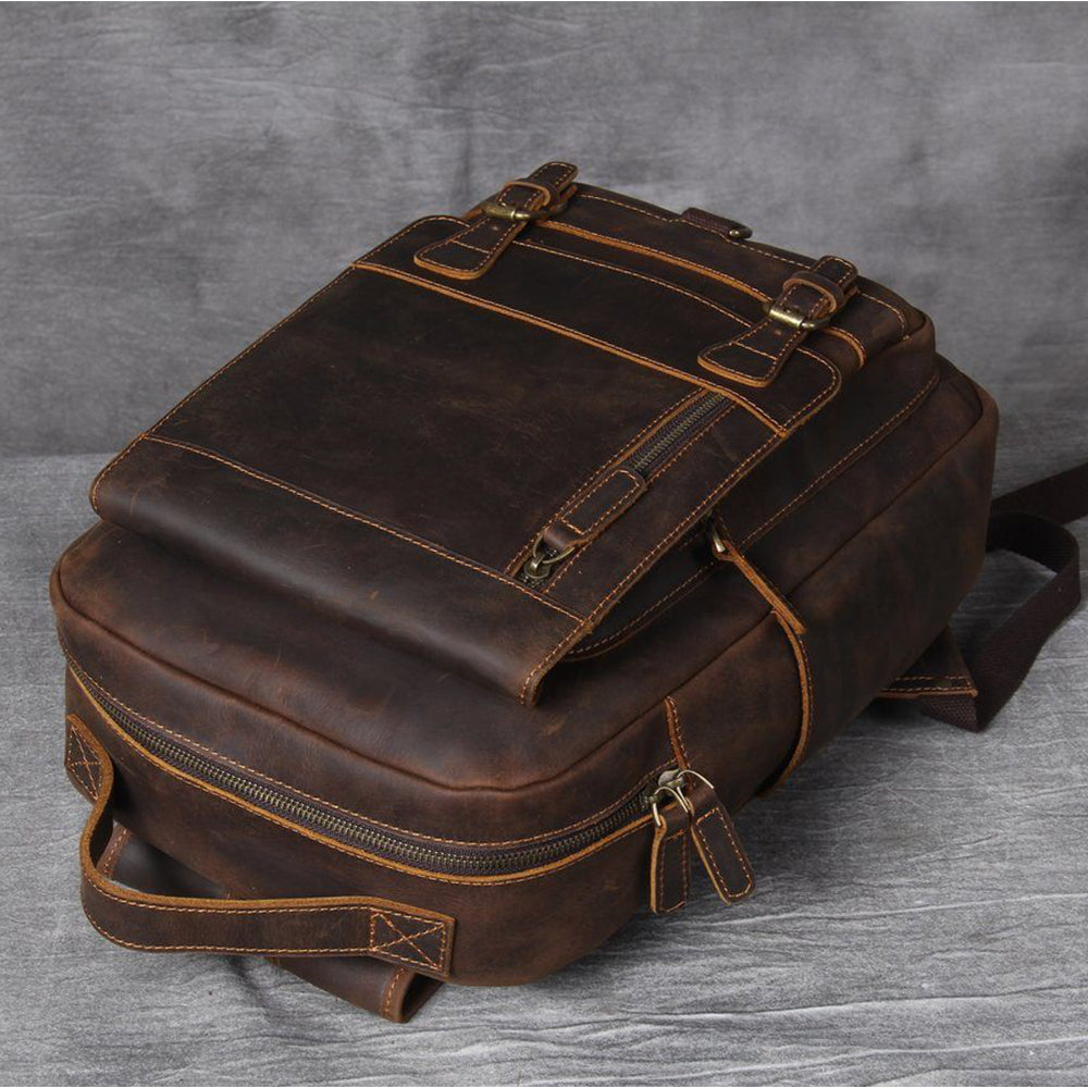 Jason - Premium Brown Leather Backpack