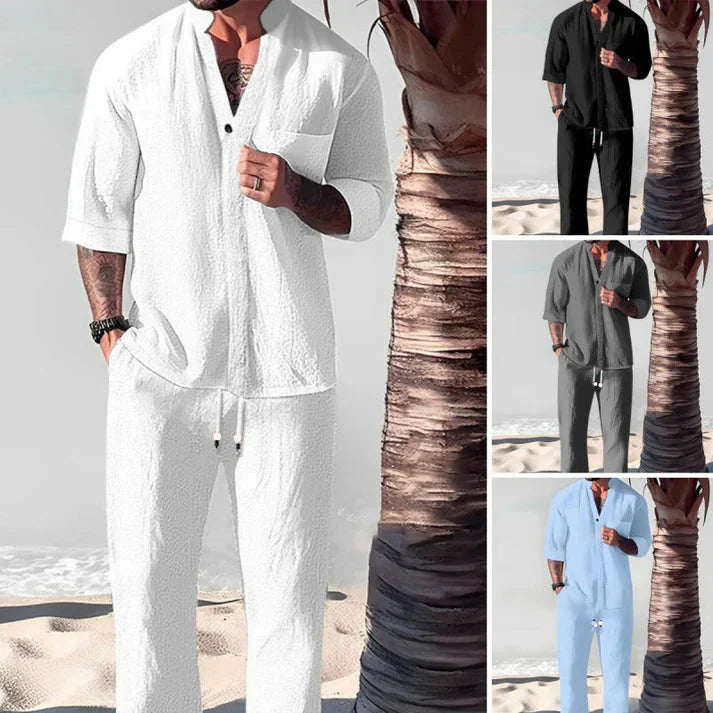 Two-Piece Cotton Set for Men: Top and Pants