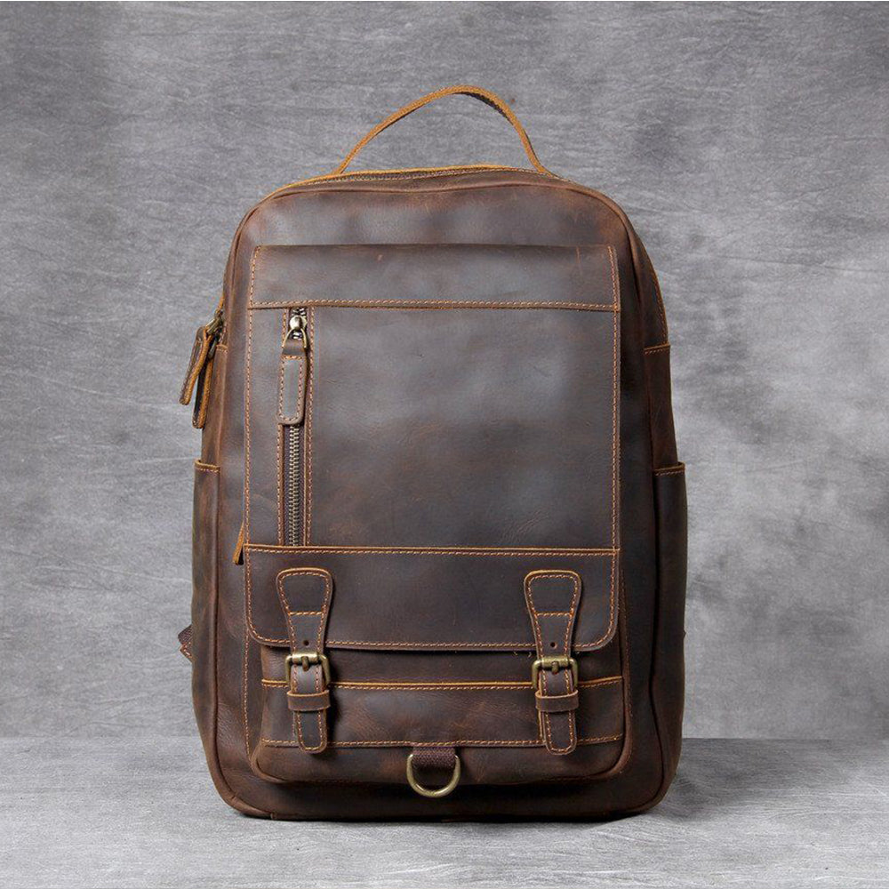 Jason - Premium Brown Leather Backpack
