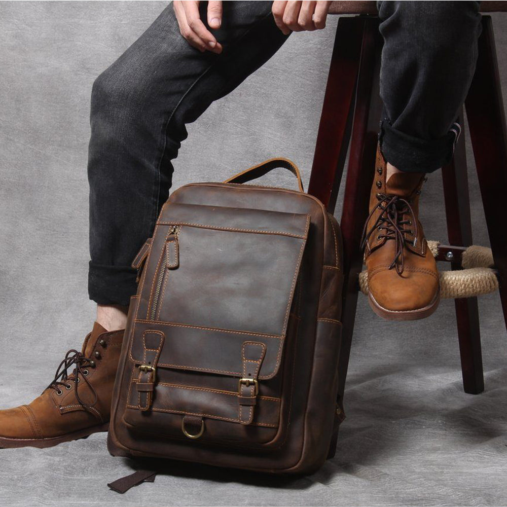 Jason - Premium Brown Leather Backpack