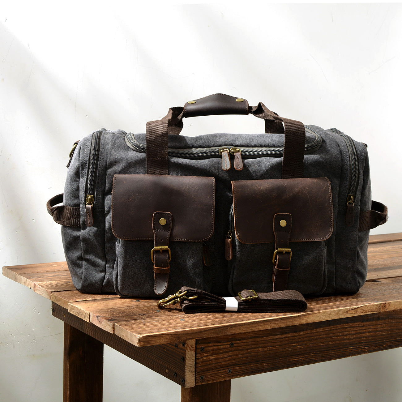 David - Canvas Leather Duffle Bags for Men